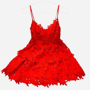 Lace Tiered Red Mini Dress SMALL NWT